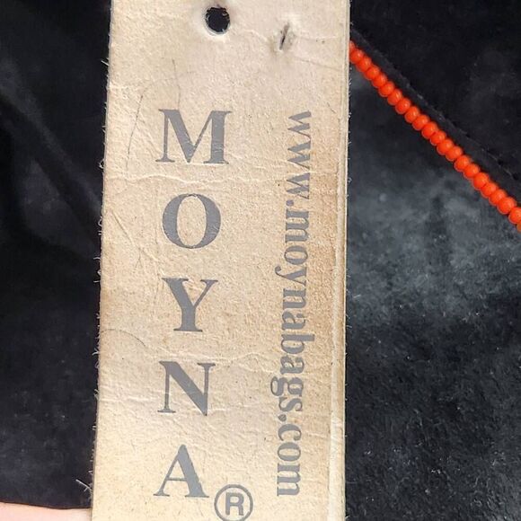 Moyna hand crafted suede bag embroidered beaded floral strap crossbody black NEW - Picture 8 of 10